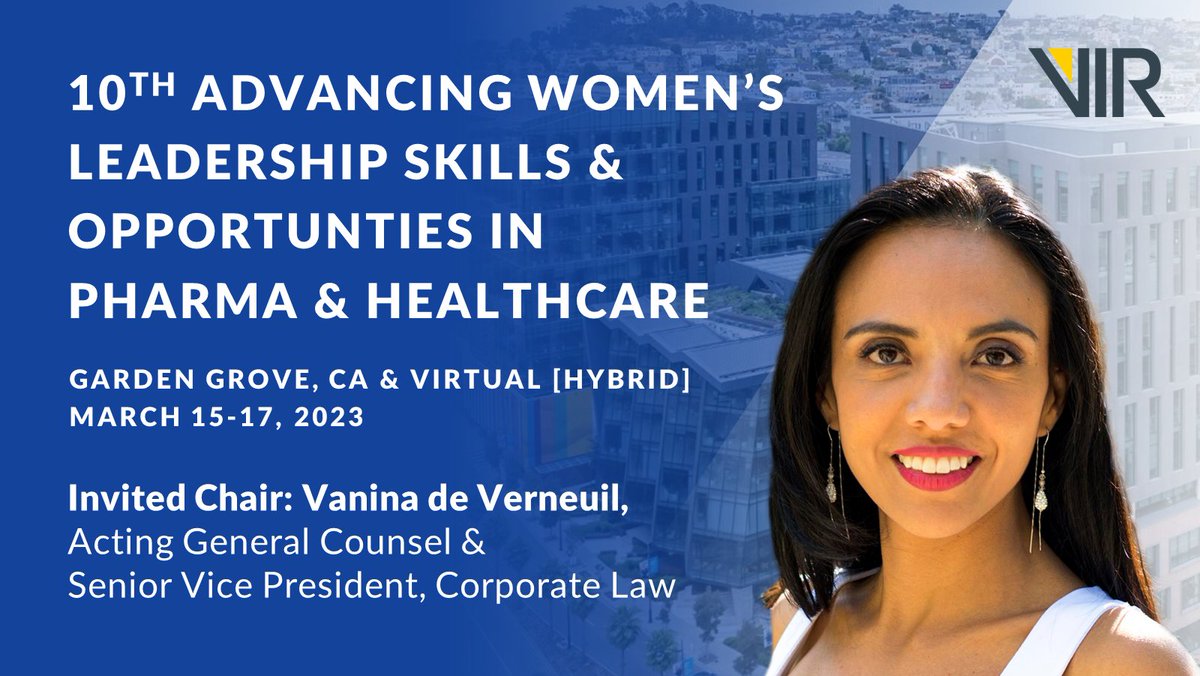 Vir_Biotech's tweet photo. Can’t wait for @DynamicGlobalEv's #AWLC with Vir’s Vanina de Verneuil, acting general counsel, SVP, corporate law, as invited chair! What a fantastic opportunity – during Women’s History Month, no less – to highlight women blazing leadership career paths. https://t.co/62NnqNM1E4 https://t.co/xGTI7scv3y