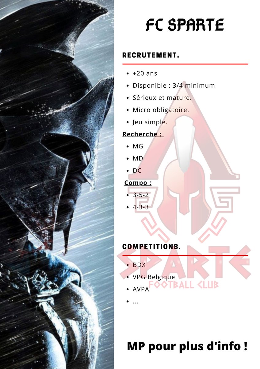 Après une petite pause, Sparte FC reviens ! 
<a href="/BDX_CHAMPIONS/">⚽️ BDX CHAMPION’S ⚽️</a> <a href="/belgique_vpg/">VPG BELGIQUE 🇧🇪</a> <a href="/zoreol97427/">🇷🇪KALEL-974R🇷🇪</a> <a href="/WoessnerGregory/">X-GregChuut-X</a> @AVPAFR