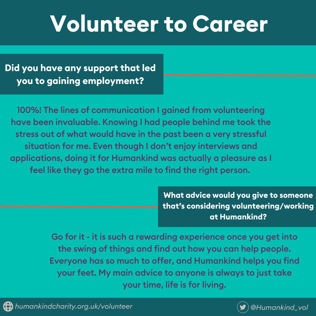 Our second @Humankind_UK #VolunteerToCareer story comes from Ben at @DurhamRecovery 

His main advice is: 'Go for it - it is such a rewarding experience. Life is for living.' ❤️

Read all about his journey through Centre for Change below!