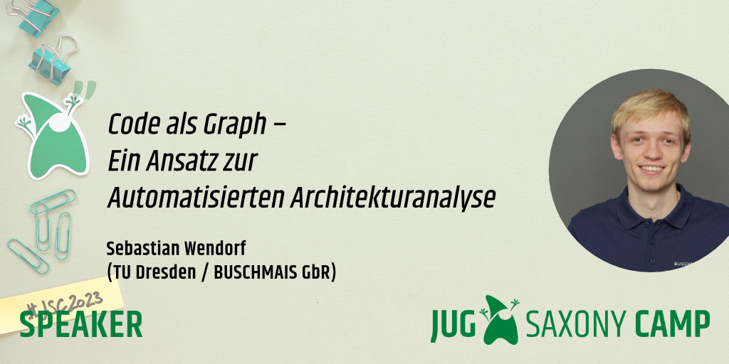 jugsaxony's tweet photo. Interessante Session beim JUG Saxony Camp 2023 am 29. März: Sebastian Wendorf von @buschmais spricht über #Automatisierte #Architekturanalyse, Thema seiner #Masterarbeit. Liebe #Studierende, es gibt kostenfreie Tickets. Details zur Session unter https://t.co/ueRPhWMFtk #JSC2023 https://t.co/nkYpLCYlMy