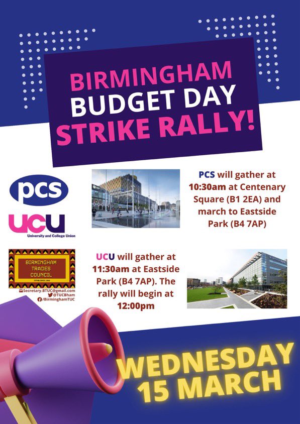 Wednesday Budget Day rally: assemble 11.30, to start at 12
Eastside Park (near Parkside Building)
#ucuRISING