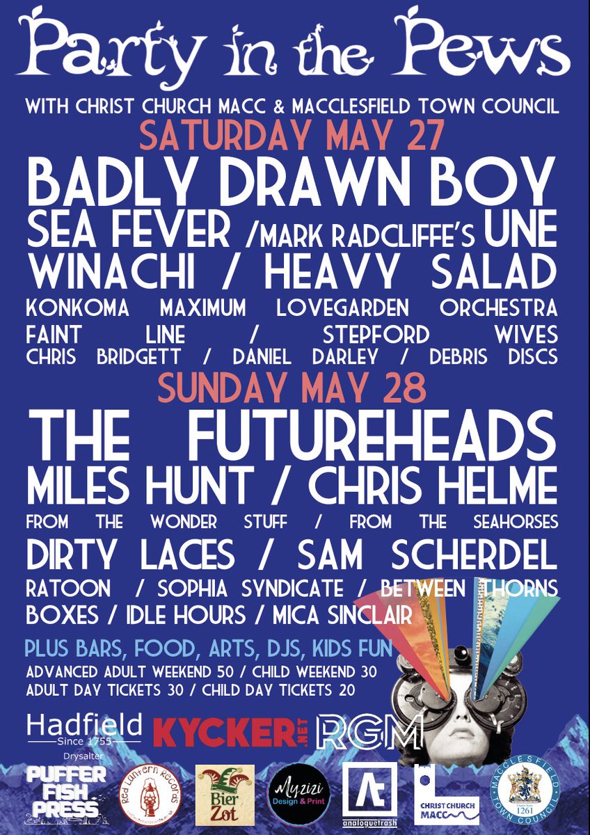 2023 line up! @badly_drawn_boy  @thefutureheads  @SeaFeverBand  @Markradcliffe Une @WINACHI_BAND @HeavySaladSound  @mileshuntTWS @ChrisHelme  @DirtyLacesBand @samscherdel @RatoonBand  @stepfordwivesuk plus loads more! skiddle.com/whats-on/Stock…