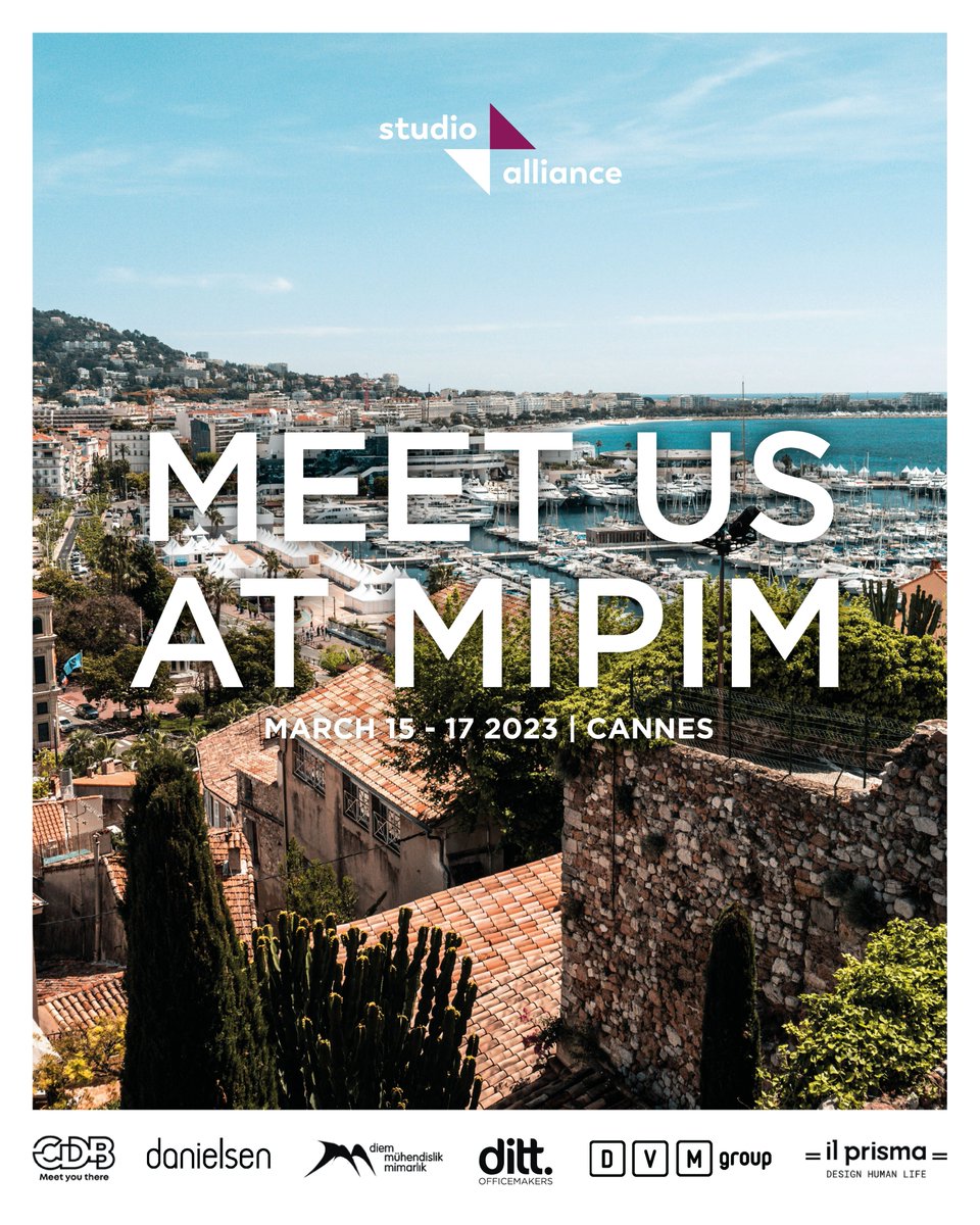 If you are also heading to Cannes next week, we'd love to meet you!

We are excited to attend our very first MIPIM with some of our European members. 

See you there!!
#mipim #studioalliance #realestate #cannes #seeyouthere @cdb_fr <a href="/Ditt_nl/">Ditt Officemakers</a> <a href="/diem_group/">DİEM GROUP</a> <a href="/ilPrisma/">Il Prisma</a>