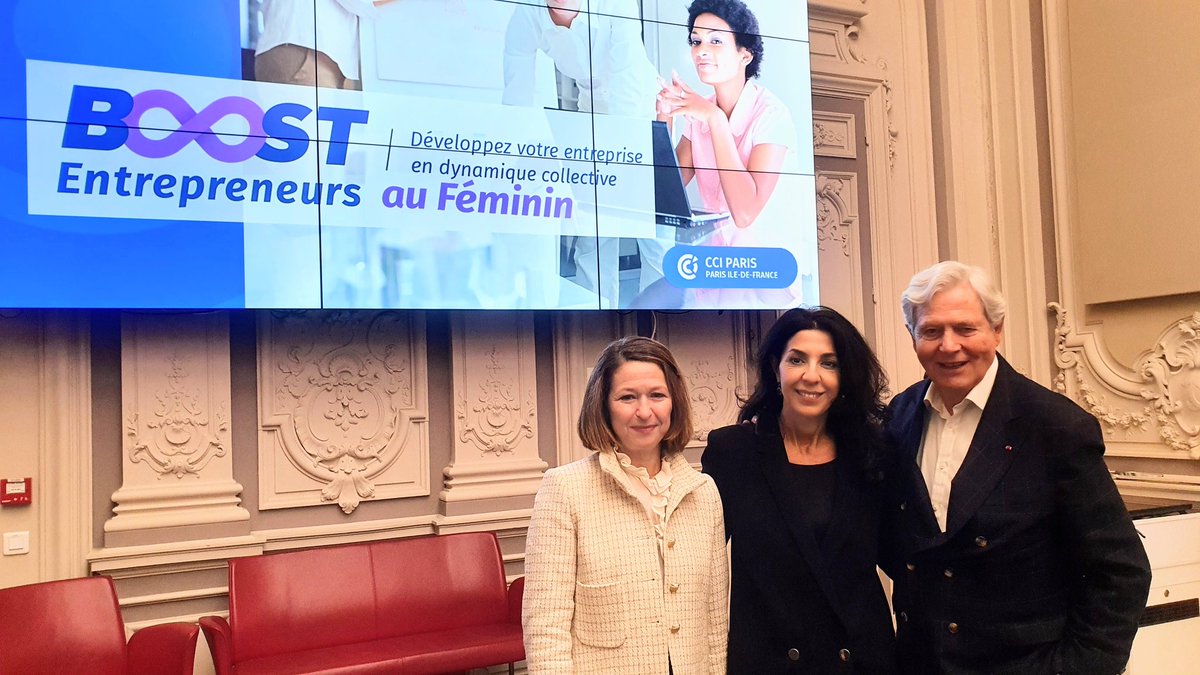 CCI_75's tweet photo. ⚡Lancement du dispositif "Boost Entrepreneurs au Féminin" 🚀 Ouverture par Soumia Malinbaum, présidente CCI Paris, Florence Dumora de la Caisse d'épargne IDF et Philippe Houzé des Galeries Lafayette, la marraine et le parrain d'honneur du programme 🙏 https://t.co/Z8EX90RYYe