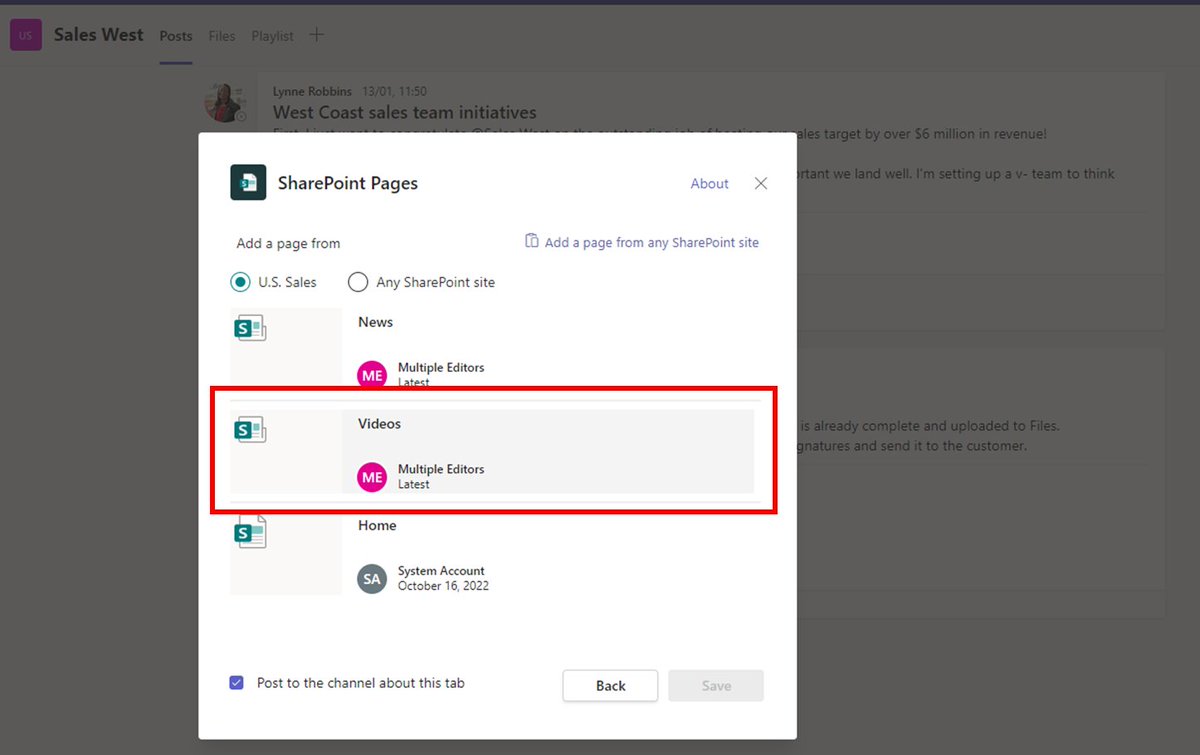 Just noticed the new Video Collections page is available for selection when adding a #SharePoint page as a #MicrosoftTeams channel tab😍 The video collections feature has been around for a while however I never noticed this little QoL improvement in the Teams UeX😉