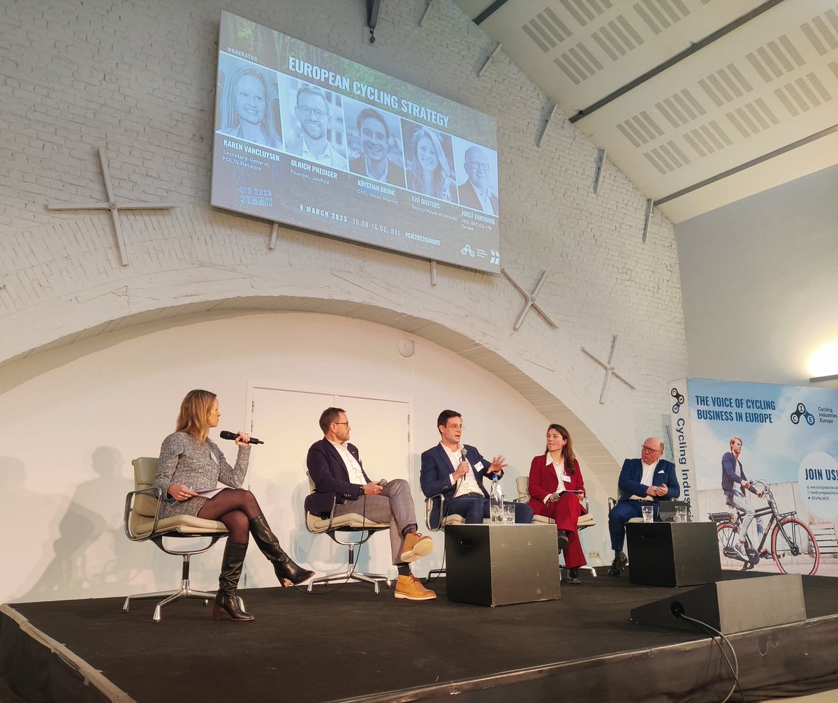 POLIS <a href="/Cluys/">Karen Vancluysen</a> is now joined by <a href="/eup77/">Ulrich Prediger</a> (<a href="/dienstfahrrad/">JobRad</a>), <a href="/kristianbrink/">Kristian Brink</a> (<a href="/urbnsharing/">Urban Sharing</a>), <a href="/EvaOosters/">Eva Oosters</a> (<a href="/GemeenteUtrecht/">Gemeente Utrecht</a>), and <a href="/JoostVantomme/">Joost Vantomme</a> (<a href="/ERTICO/">ERTICO - ITS Europe</a>) to discuss the #EuropeanCyclingStrategy 🚲 - from #multimodality to the #energycrisis, no stone will be left unturned 🪨🍃
