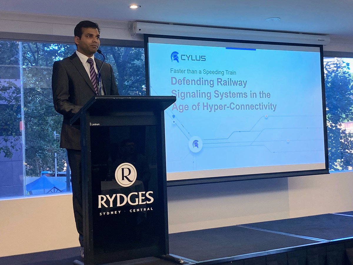 Cylus_Security's tweet image. We&apos;re excited to have had Ashish Upadhyay, our Director Asia Pacific, as a featured speaker at the @TheRISSB Technology and Innovation Conference held today in Sydney, discussing the latest advancements in rail cybersecurity technology.
#RISSBconference #railcybersecurity