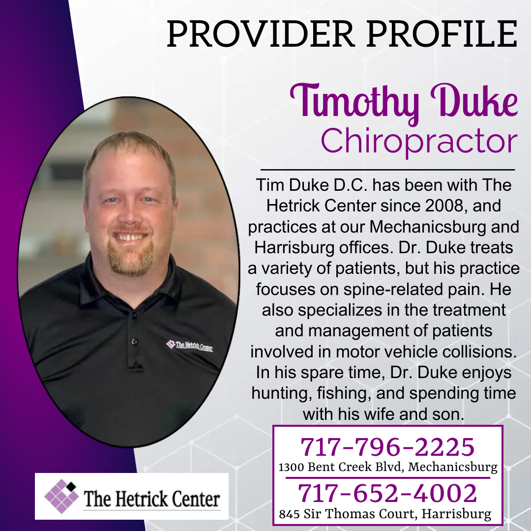 HetrickCenter's tweet photo. #ProviderProfile #TheHetrickCenter #chiropractor #chiropracticcare #Mechanicsburg #Harrisburg https://t.co/aWBjjo7gfE