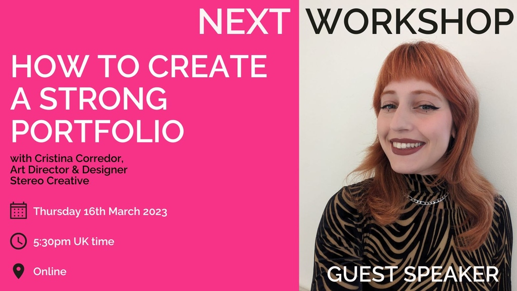 BlueHopeNetwork's tweet photo. Don’t miss our next workshop!

Find out how to create a strong portfolio when applying for roles within creative industry with guest speaker Cristina Corredor from Stereo Creative.

📅 Thursday 16th March 2023
⏰ 5:30pm UK Time
📍 Online

Sign up here: https://t.co/12P6wmhNt1 https://t.co/zZsjlbps5T