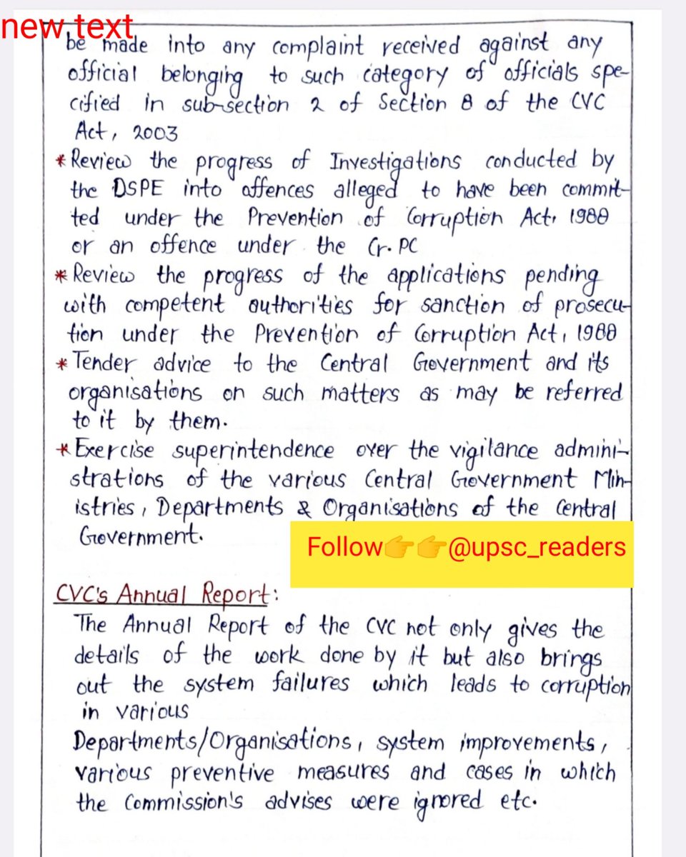 upsc_readers's tweet image. Central Vigilance Commission, Handwritten Notes 📝
UPSC GS 2
#crackupsc 
#IAS