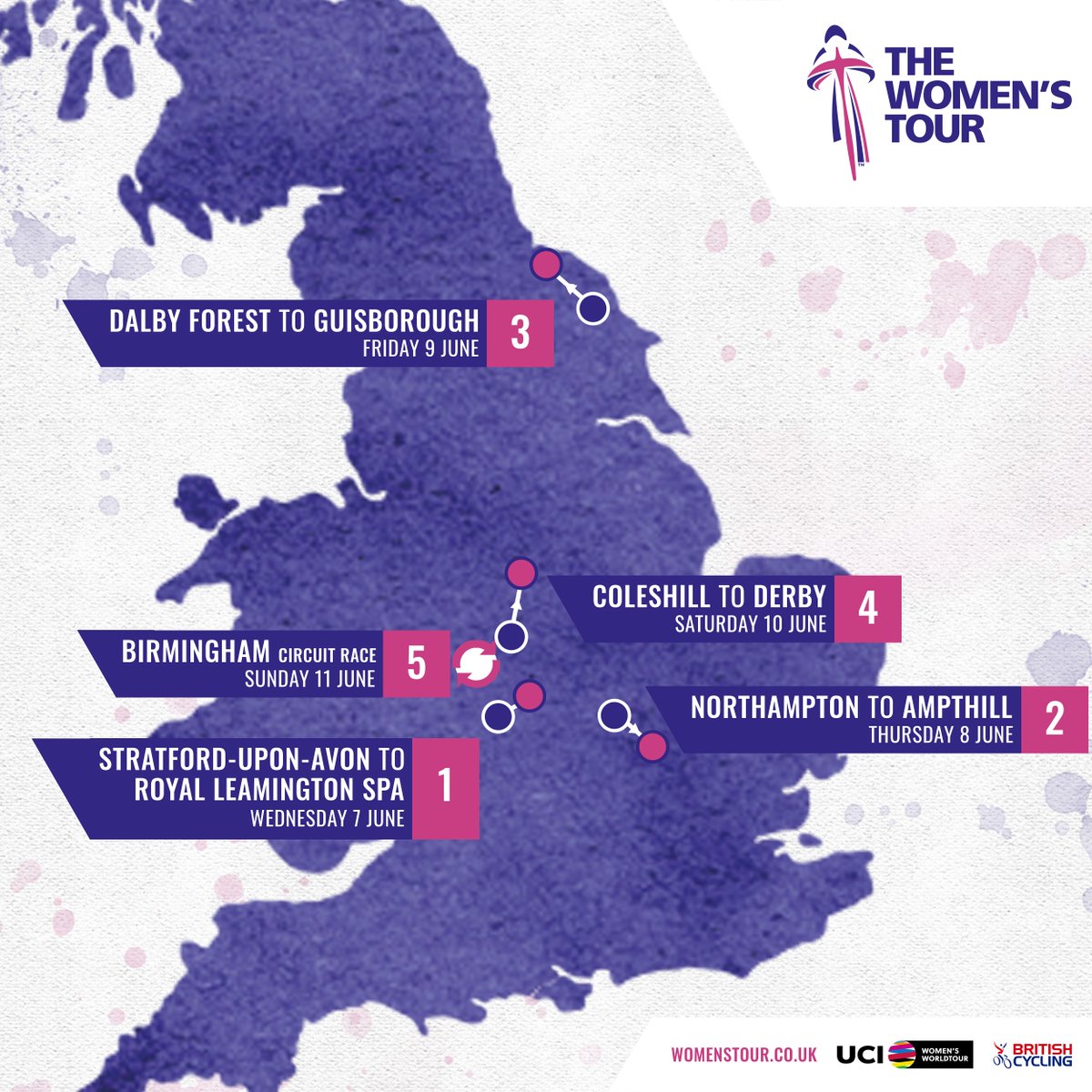 thewomenstour's tweet photo. Introducing the Women's Tour 2023 route 😍

See you by the roadside in June 👋

#WomensTour #UCIWWT