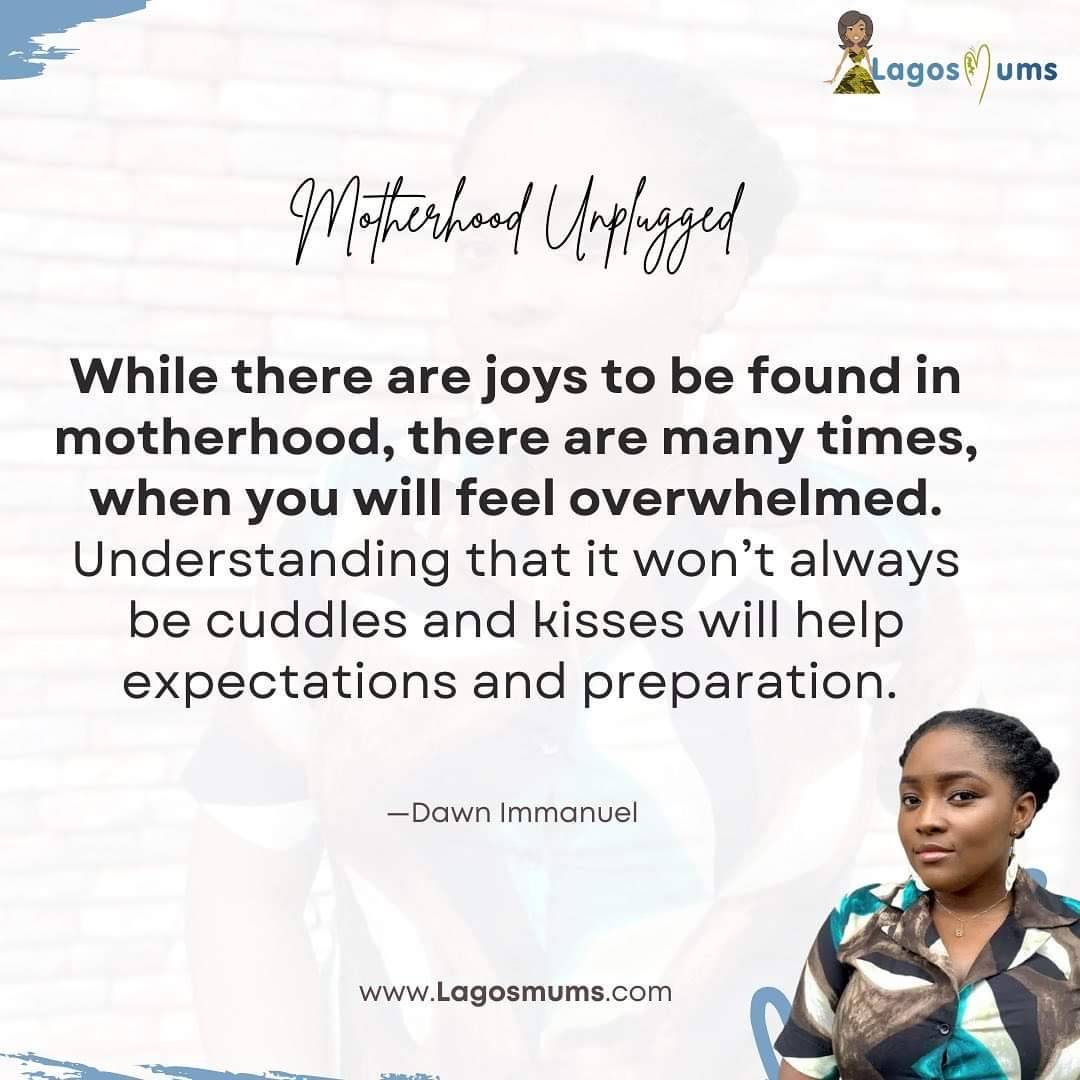 LagosMums's tweet photo. Motherhood is a mixed bag! There is a lot of joy but it is not all about kisses and cuddles. 

Mum wisdom shared by Dawn Immanuel @dawnimmanuel ✍🏽#LagosMums Mum of the month 

#motherhoodunplugged #mumwisdom #mumtips #thestruggleisreal #internationalwomensmonth #motherhood https://t.co/RUMMSyyl27