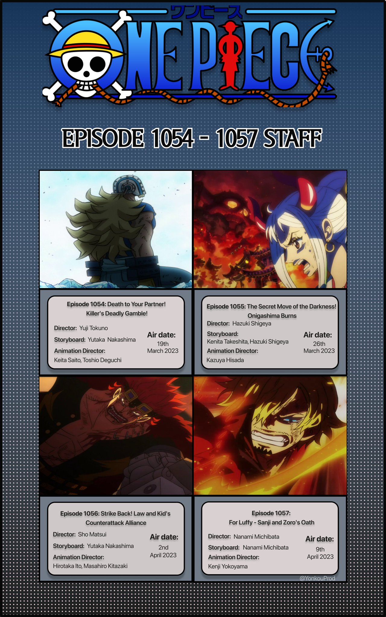 Staff Lists and Titles for Episodes 1062-1064 : r/OnePiece