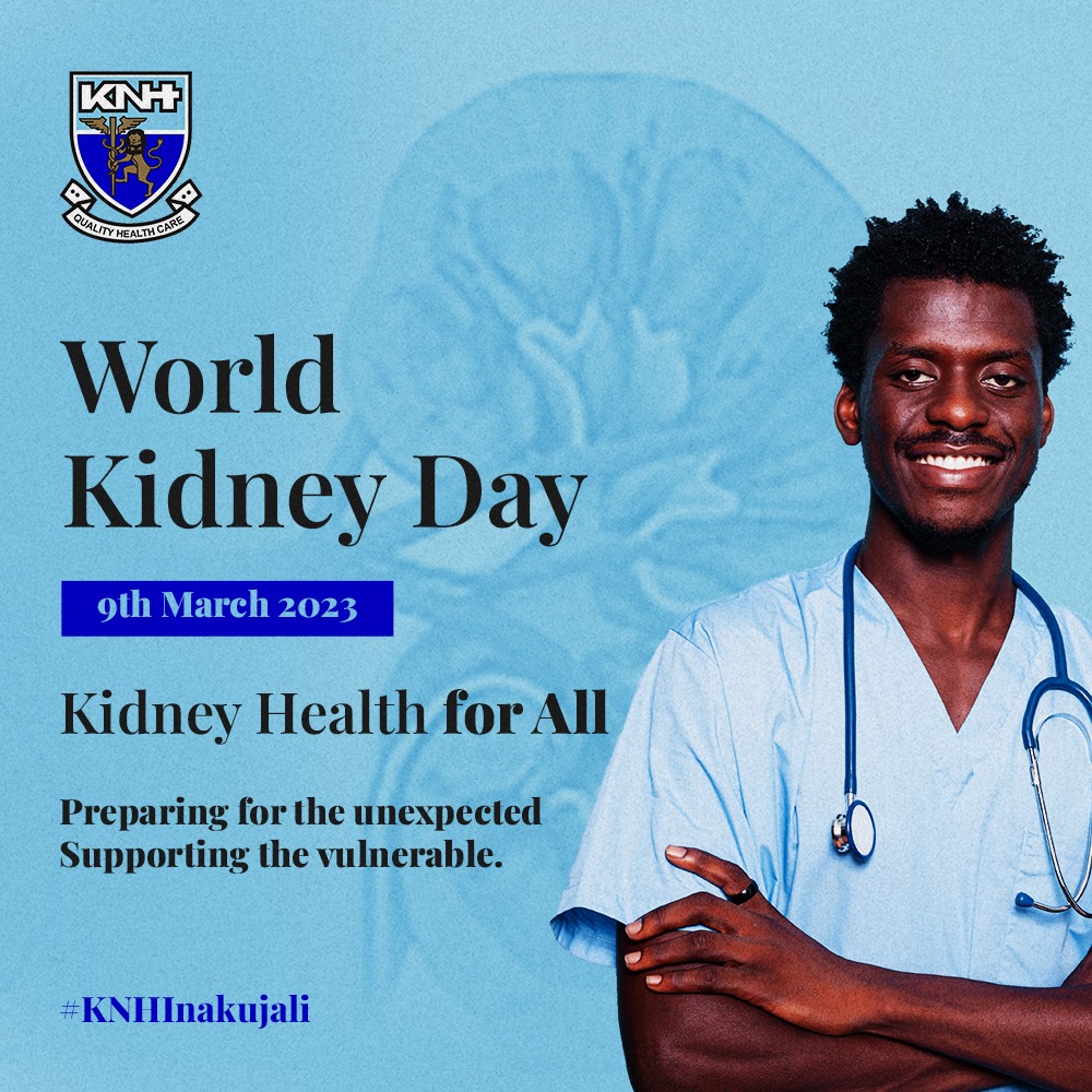 Today we celebrate Kidney Health for all and especially the vulnerable among us. Your kidneys do so much for you to keep you alive. Come and get screened for free at KNH today, 9th March 2023!
#KNHinakujali #KPCCValuesYou #WorldKidneyDay