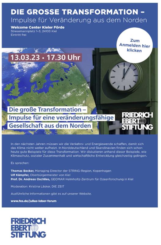 Echt spannend: Mo. 13.3. /17.30h Friedrich-Ebert-Stiftung @FESonline und Julius-Leber-Forum @FESHamburg zu Gast im Welcome Center in @stadt_Kiel. Kostenfrei, eine Anmeldung wird erbeten: Transformation unserer Gesellschaft fes.de/julius-leber-f…