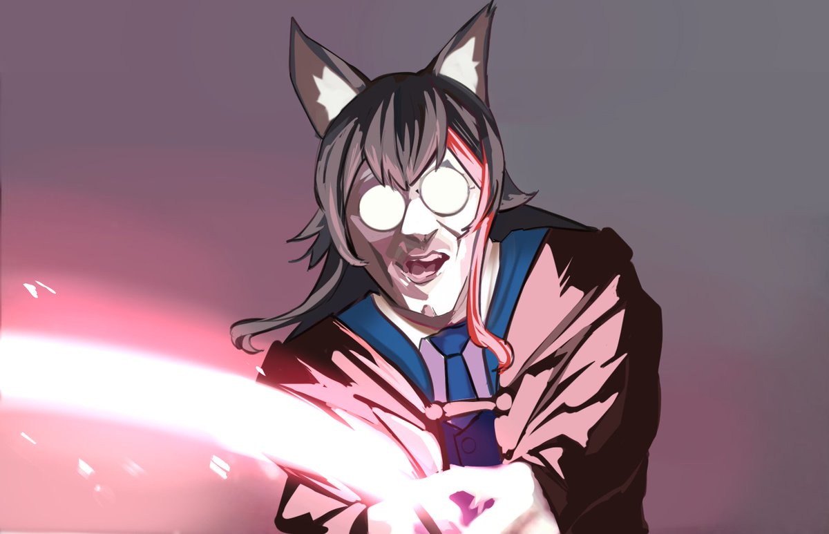 ookami mio animal ears glasses energy sword cosplay opaque glasses wolf ears black hair  illustration images