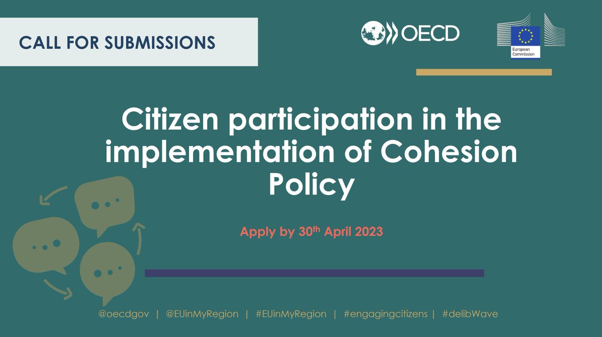 📢CALL FOR SUBMISSIONS📢
We are looking for public authorities/CSO managing  🇪🇺#cohesionpolicy funds interested in involving citizens. 

<a href="/EUinmyRegion/">EUinmyRegion🇪🇺</a> <a href="/oecdgov/">OECD Governance</a> will support selected pilots in the design and implementation of a participatory process. 

✨medium.com/participo/call…