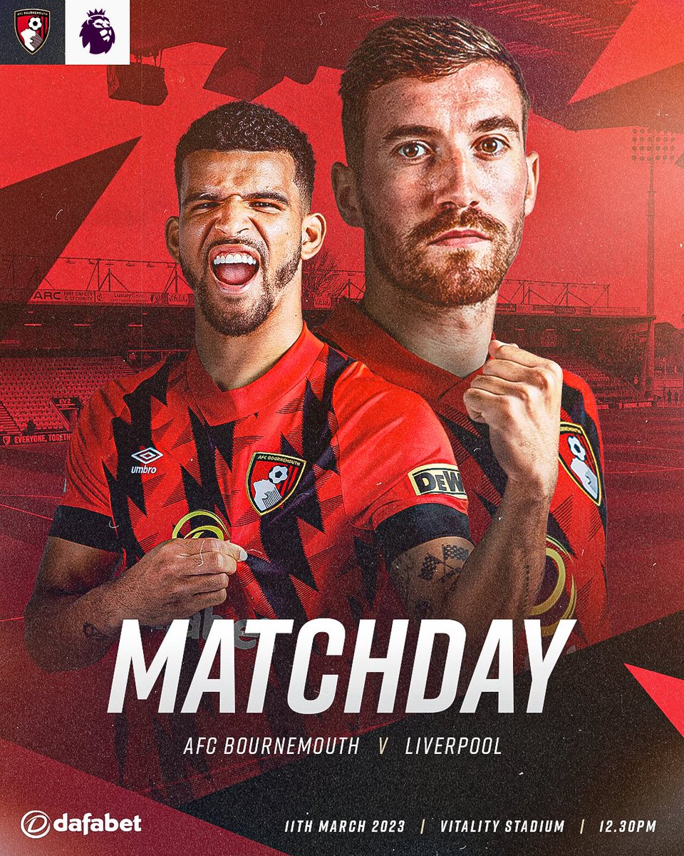 Back home 🏡 

🆚 <a href="/LFC/">Liverpool FC</a> 
🏟 Vitality Stadium 
🏆 <a href="/premierleague/">Premier League</a> 
⏰ 12.30pm kick-off 
#️⃣ #BOULIV 

Let's go, lads 🔥🔥