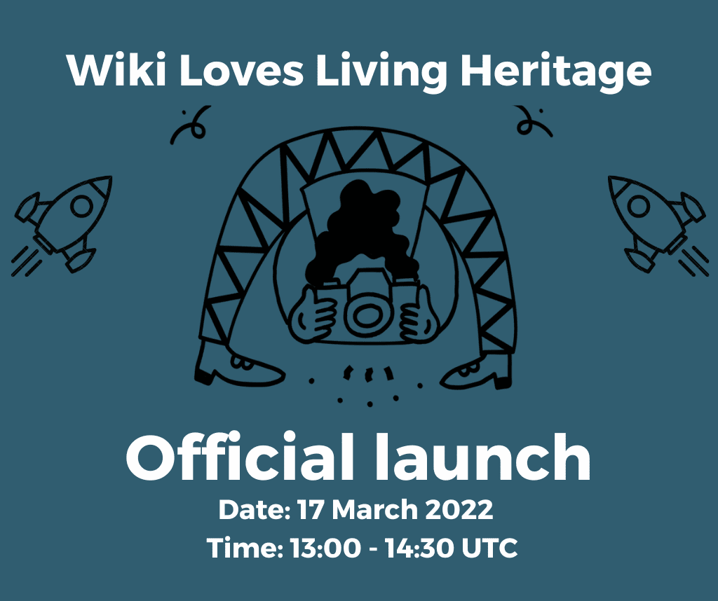 WikiLivingH's tweet photo. You're invited to the official launch of Wiki Loves Living Heritage, scheduled for March 17, 2023, at 13:00 UTC. Learn more at https://t.co/MnIwl3He7k. Sign up for our mailing list: https://t.co/I2jkeS0FBQ. #WikiLovesLivingHeritage #WLLH #LivingHeritage #EuropeanHeritageDays #EHD https://t.co/oZfzQKgI1E