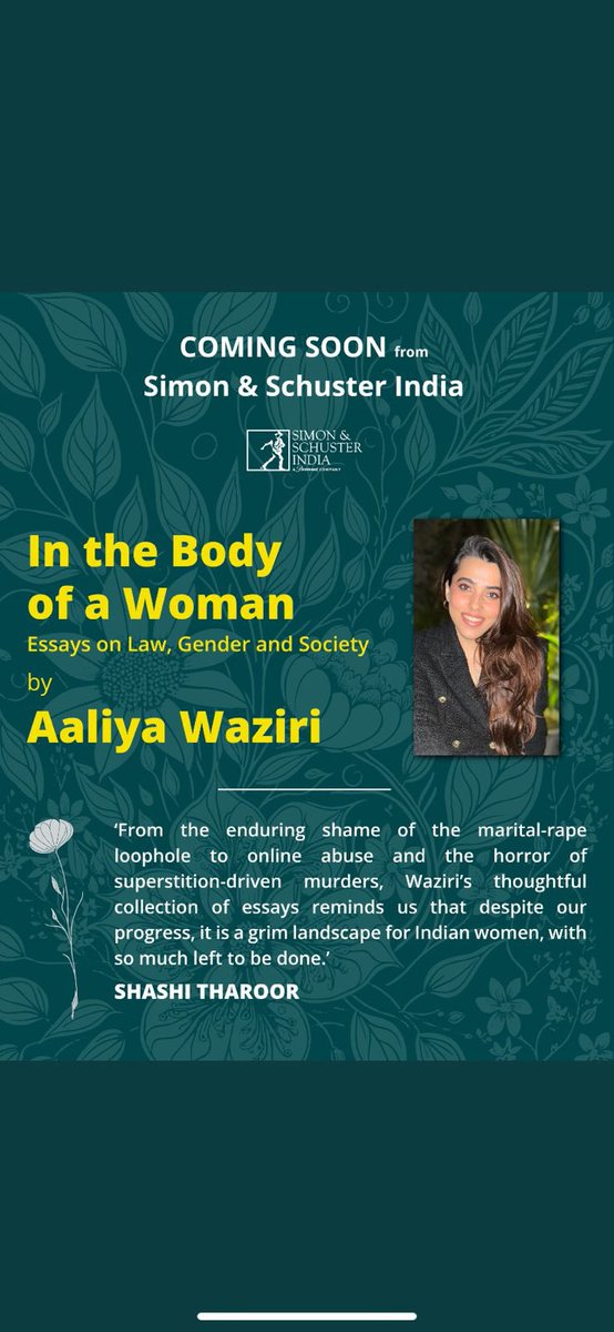Proud Mom Alert 

Aaliya Waziri has written her first book… a collection of essays on law and gender. It’s called In the Body of a Woman and will be published by Simon & Schuster. I couldn’t be happier! @aaliyawaziri  @simonandschuster