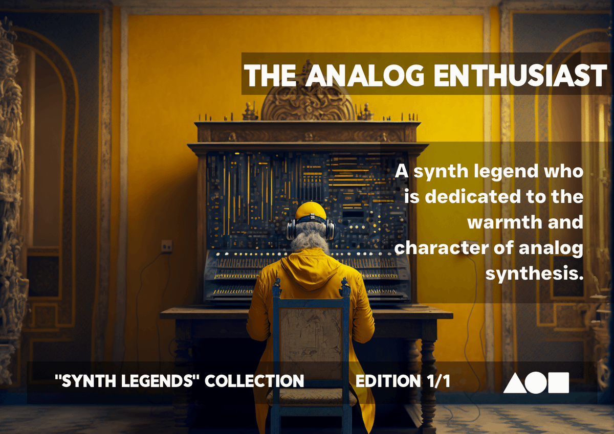 my 6th piece (1/1) from Synth Legend NFT Collection is 
"The Analog Enthusiast" 🤝
🔴 this collection shines a light on the unsung heroes of the music industry. 💫 🌐
Reserve Price 0.1 ETH
🔗foundation.app/collection/syn… #synthlegends #NFTCollection #NFTCommuntiy