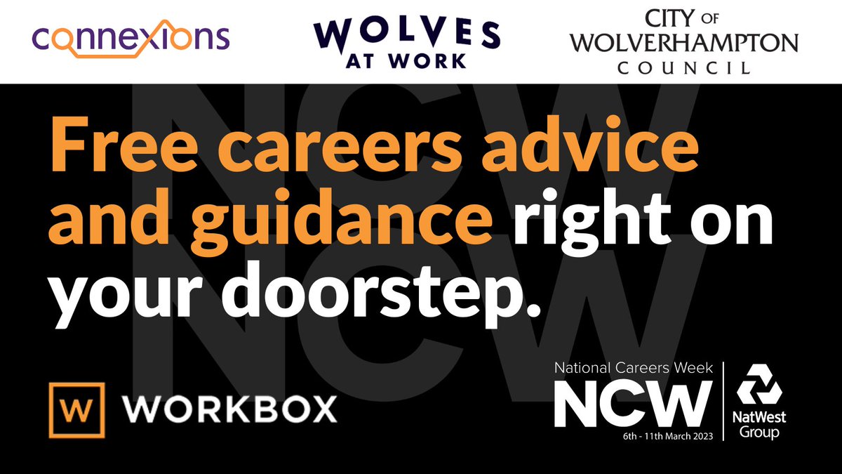 There are local support networks who can help guide you to the career path YOU want? 

They offer:
➡️ Employability training
➡️ careers advice 
➡️ help to find roles suited to you

@wolvesatwork 👉 tinyurl.com/wolvesatwork
<a href="/ConnexionsWton/">Connexions Wolverhampton</a> 👉 tinyurl.com/connexionsWolv…

#NCW2023