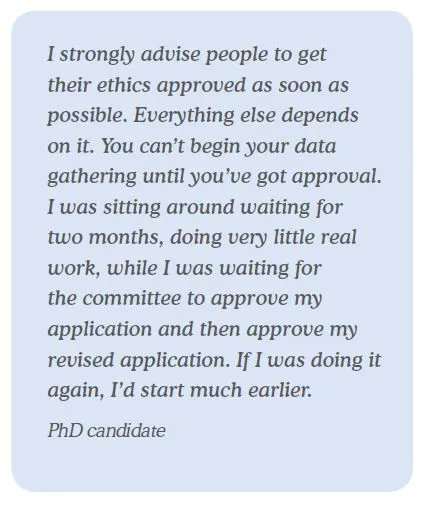An ethics application can take a long time.
Waiting for ethics committee approval can take a long time. Start early.
From: buff.ly/3ZKpELs