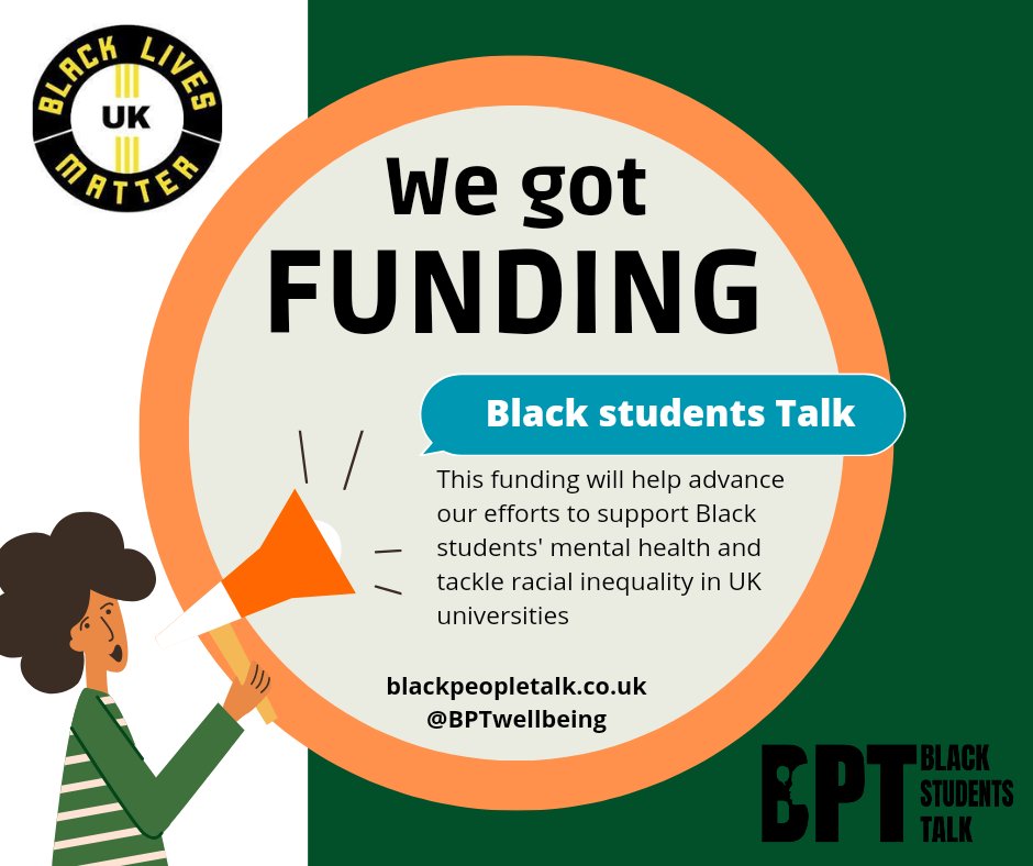 Black People Talk CIC (@bptwellbeing) on Twitter photo On #UniMentalHealthDay we're excited to announce <a href="/ukblm/">Black Lives Matter UK (inactive)</a> is supporting our work on improving Black university students' mental health and wellbeing!! 🙏🏾👏🏾
Please follow and share so we can reach as many Black students as possible 🖤
#BlackLivesMatter On #UniMentalHealthDay we're excited to announce <a href="/ukblm/">Black Lives Matter UK (inactive)</a> is supporting our work on improving Black university students' mental health and wellbeing!! 🙏🏾👏🏾
Please follow and share so we can reach as many Black students as possible 🖤
#BlackLivesMatter