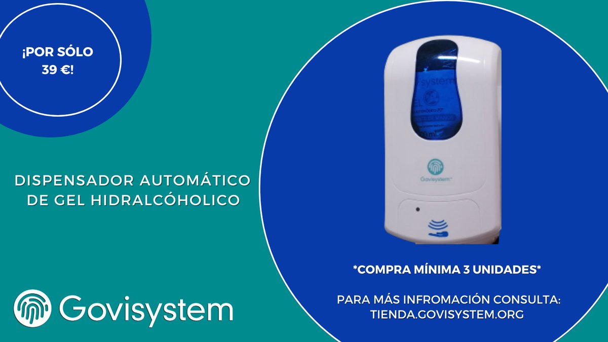 Un gel hidroalcohólico de calidad debe tener la capacidad de eliminar bacterias y virus y para hacerlo con la mayor facilidad, os traemos el dispensador inteligente Govisystem.

¡Por sólo 39€!

Para más información consulte:
lnkd.in/dvzm_v2b