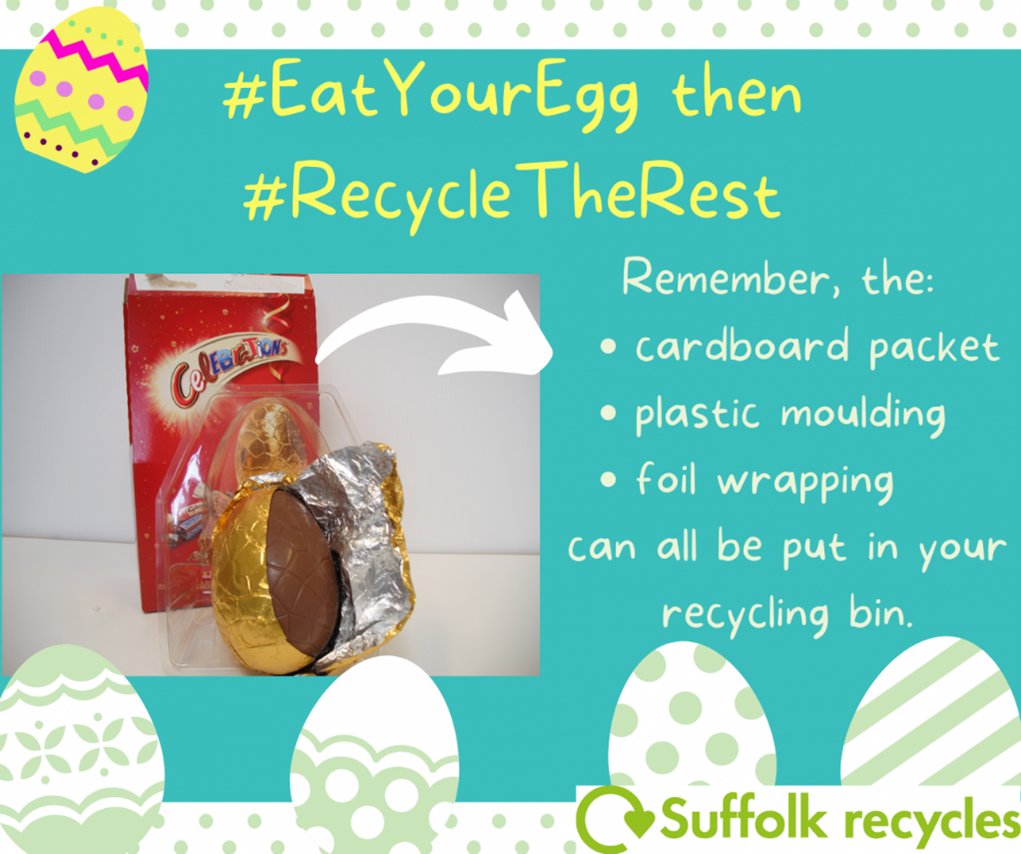 With less than a month until Easter we have top tips to save money and the planet this Easter? Visit our Egg-cellent Easter pages to find out what to do with your egg packaging, zero-waste decoration ideas and our favourite #FoodSavvy tips! suffolkrecycling.org.uk/news/easter