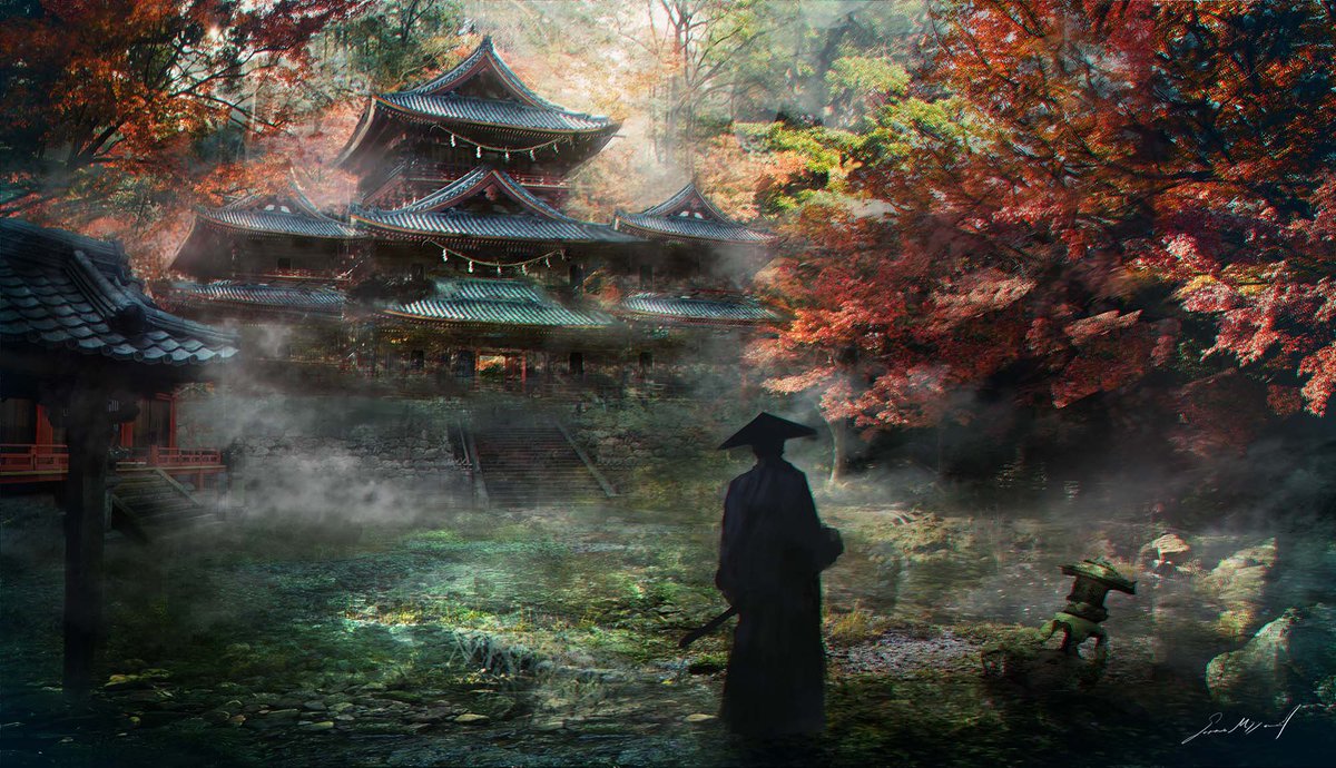 east asian architecture scenery architecture tree outdoors signature japanese clothes  illustration images