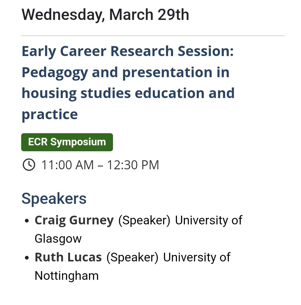 Craig Gurney (@craigtweeted) on Twitter photo I'm running an #ECR pre-conference session <a href="/HSA_UK/">Housing Studies Association</a>
#HSA2023 with <a href="/ruthlucaspolicy/">Ruth Lucas</a> on big questions & key skills in housing education, teaching & training presentations.
We'll also be discussing <a href="/QAAtweets/">QAA</a> #HousingBenchmark
<a href="/CIHhousing/">Chartered Institute of Housing</a>
#Professional standards &
<a href="/AdvanceHE_chat/">#AdvanceHE_chat</a> I'm running an #ECR pre-conference session <a href="/HSA_UK/">Housing Studies Association</a>
#HSA2023 with <a href="/ruthlucaspolicy/">Ruth Lucas</a> on big questions & key skills in housing education, teaching & training presentations.
We'll also be discussing <a href="/QAAtweets/">QAA</a> #HousingBenchmark
<a href="/CIHhousing/">Chartered Institute of Housing</a>
#Professional standards &
<a href="/AdvanceHE_chat/">#AdvanceHE_chat</a>