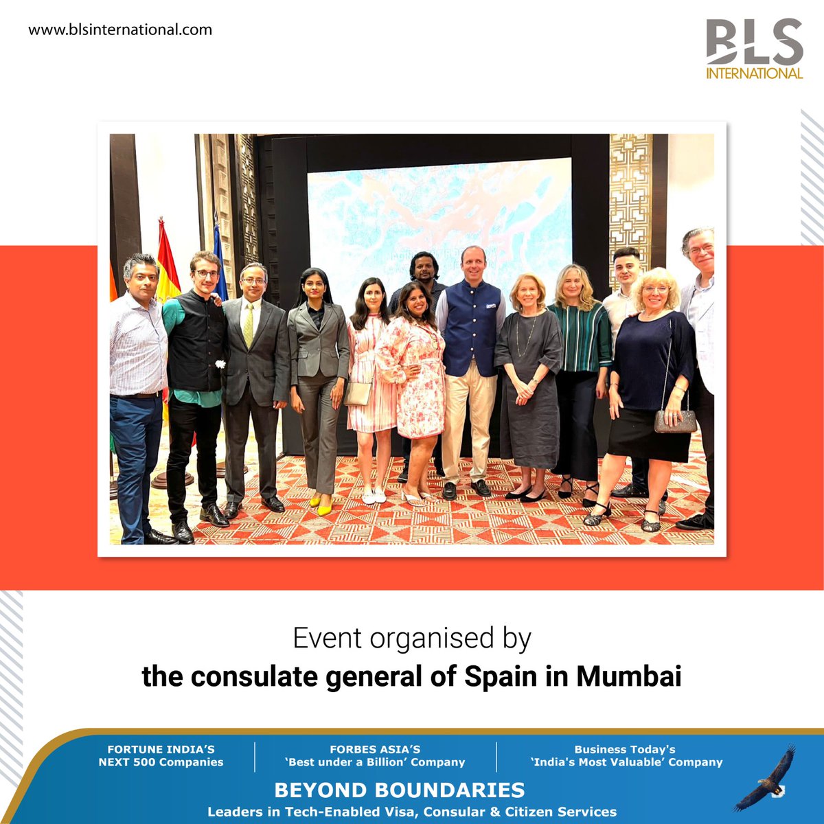 BLSintServices's tweet photo. Successful networking event organised by the consulate General of Spain in Mumbai.

#BLSinternational #spainvisa #spainembassy #consulategeneralofspain #event #mumbai #blsservices #travel #wanderlust #vacation #tourism #holiday #visaservices #techenabledvisa #passportservice https://t.co/n4Wgx1uPbd