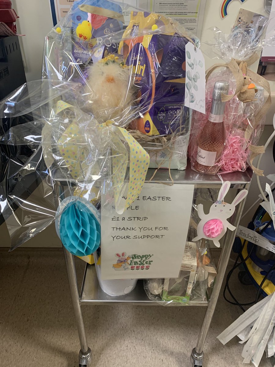Come to Harvey 1 ward and buy a ticket in our Easter raffle lovely prizes on offer £1 a strip 🐰🐰🐰