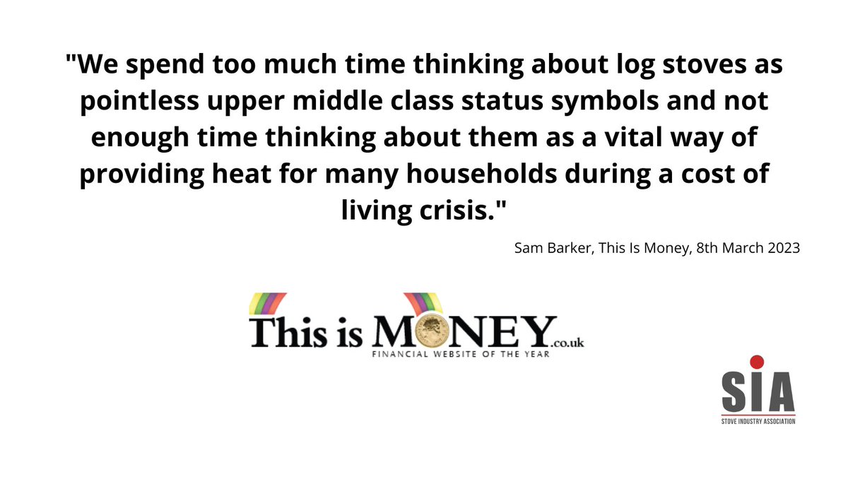 Great article by @JournoBarker for #thisismoney in the <a href="/MailOnline/">Mail Online</a> today that notes how burning wood is a lifeline for many &amp; why it is so important to differentiate between appliances dailymail.co.uk/money/bills/ar…