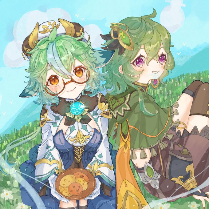 #原神#スクロース#コレイ風花祭かわいかった2人を描きました〜 