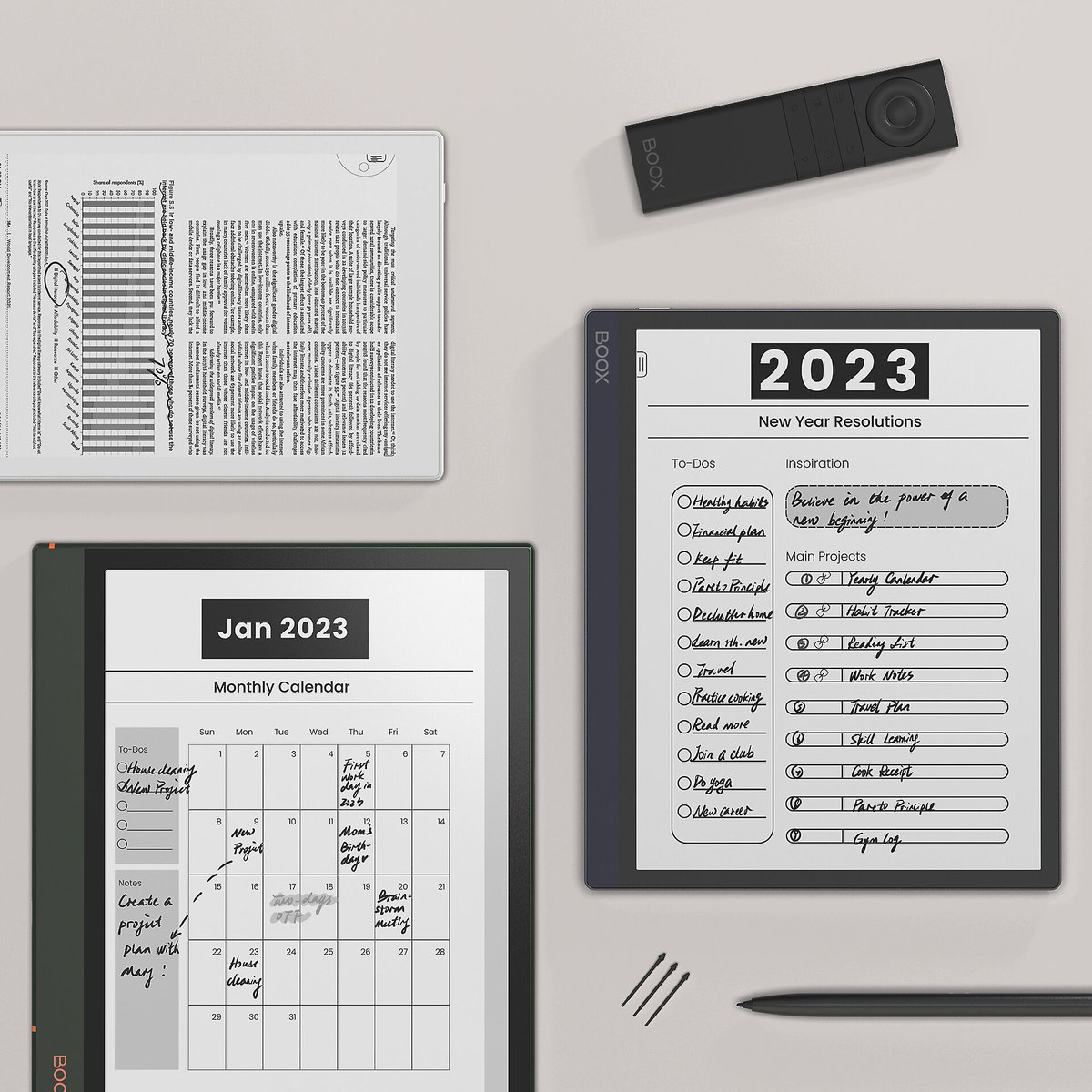 OnyxBoox's tweet photo. The productivity tools from #BOOX for 2023: #NoteAir2Plus, #TabUltra, #NovaAir2
Learn more at https://t.co/Kvs5zUw1ZK
#ePaperTabletPC #EInkTablets #eReader #DrawingTablets #WritingTablets #EyeFriendley #AndroidTablets https://t.co/54JvDGyT4l