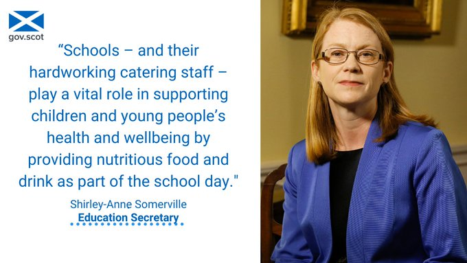 On International School Meals Day, Education Secretary <a href="/S_A_Somerville/">Shirley-Anne Somerville</a> thanks all those who work hard to provide nutritious meals for children and young people.

Free school meals are offered to every pupil in P1-5, as well as eligible pupils in P6&amp;7 and secondary school.