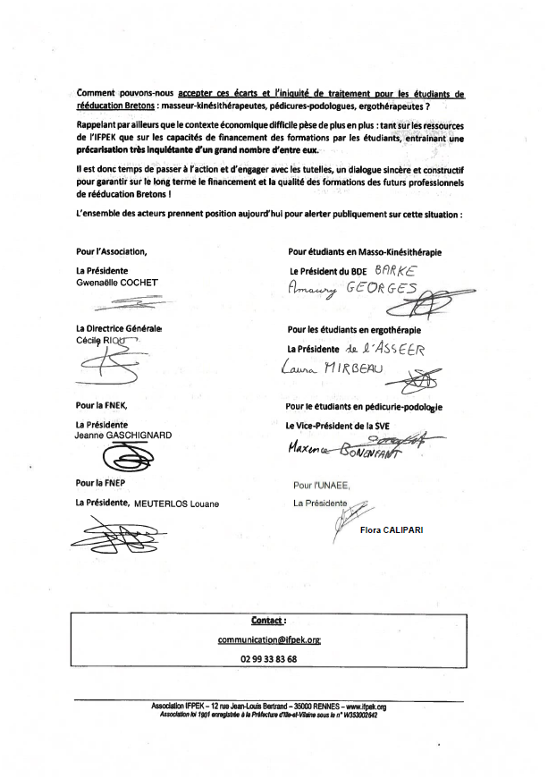 IFPEK_Rennes's tweet image. ❗L’IFPEK EN COLÈRE ❗ 

Quelle réponse de la @regionbretagne au regard de la situation d'iniquité de traitement des instituts et des étudiants, des formations paramédicales de rééducation en Bretagne. 

#ifpek #rennes #regionbretagne #santé #kiné #ergo #podo #égalité #equite