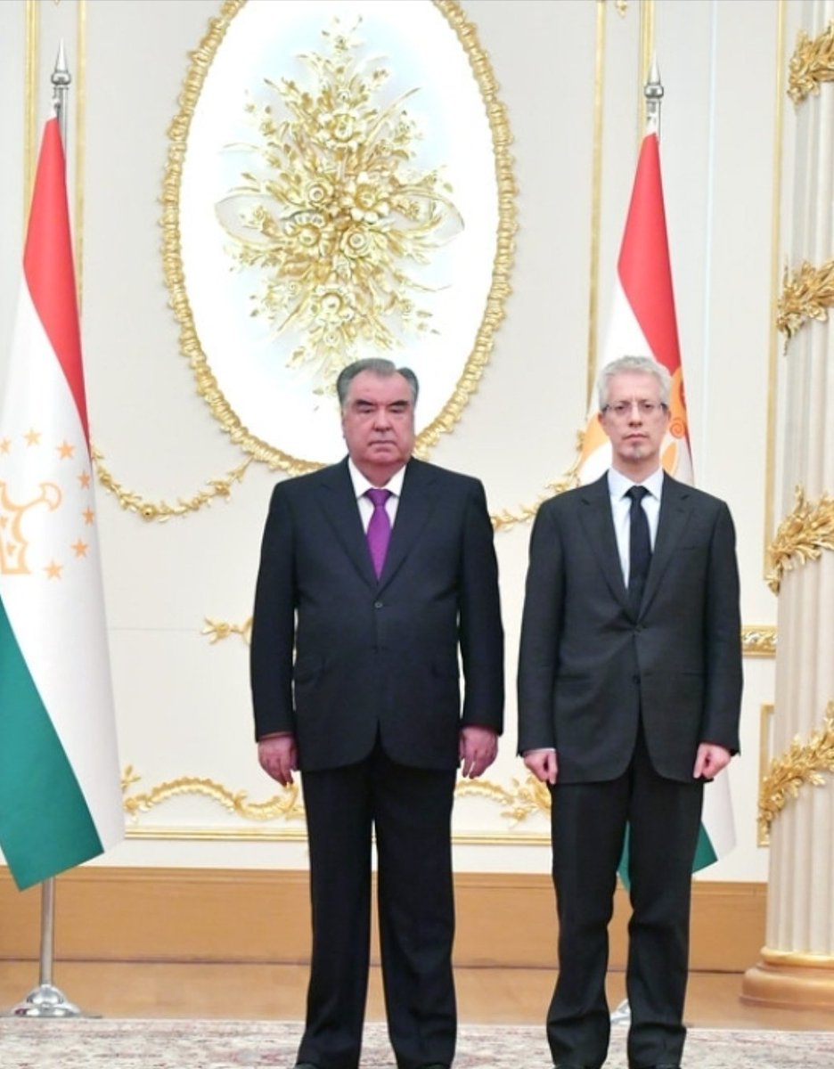 CyprusinRussia's tweet photo. HE Ambassador Kypros Giorgallis presented today his Credentials to HE the President of the Rep. of Tajikistan Mr Emomali Rahmon. Reaffirmed CY- TJK mutual willingness for the advancement of bilateral and multilateral cooperation. https://t.co/xzbXr89acl