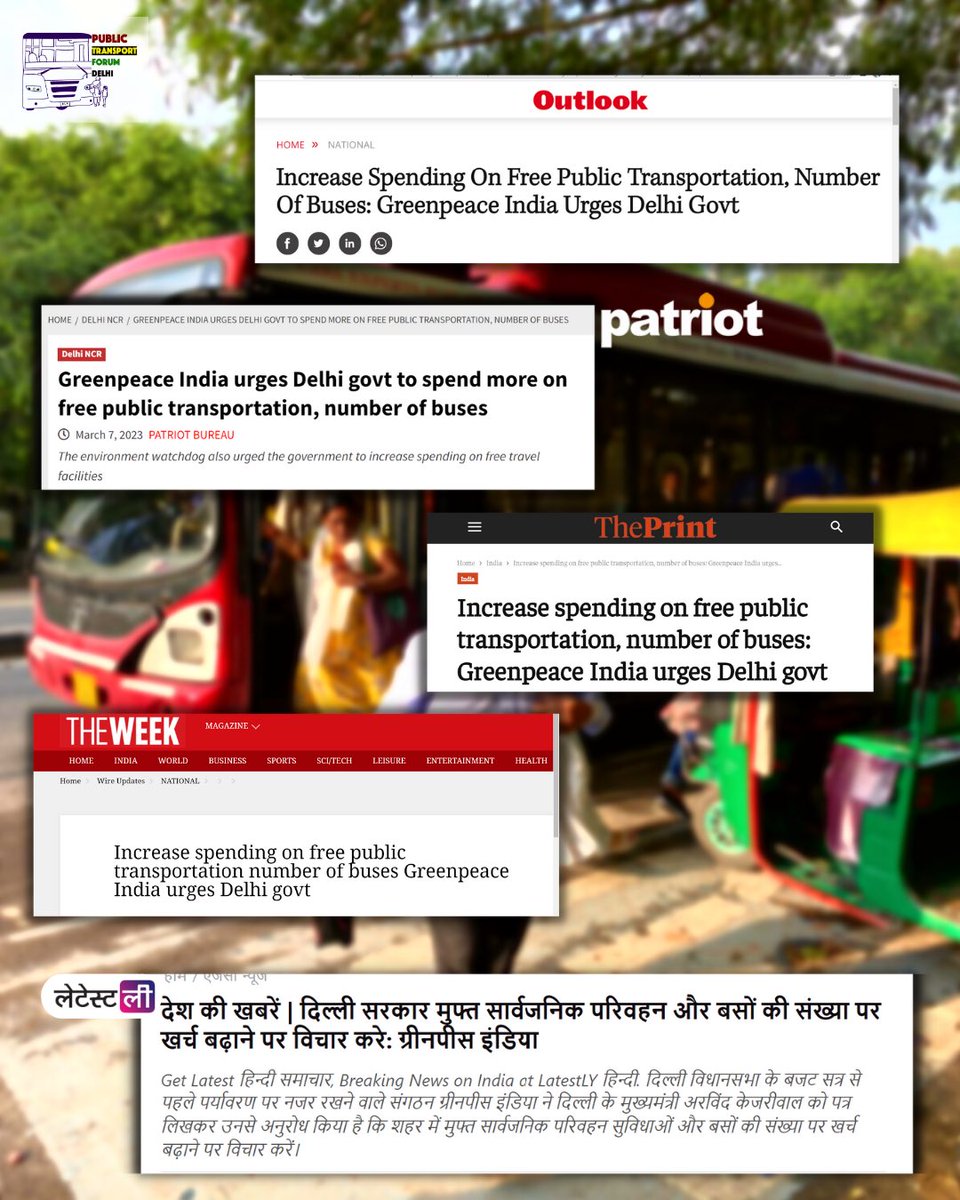 Kyuki #BusKaBudget is the buzzing samachar! 

Let's achieve affordable, safe, reliable bus-based public transport in #Delhi for all!

Read <a href="/ptf_delhi/">Public Transport Forum</a>’s letter to Delhi CM, sent ahead of the Delhi 2023 budget being announced: greenpeace.org/india/en/story… 

<a href="/ArvindKejriwal/">Arvind Kejriwal</a> <a href="/ashishkundra/">Ashish Kundra</a>