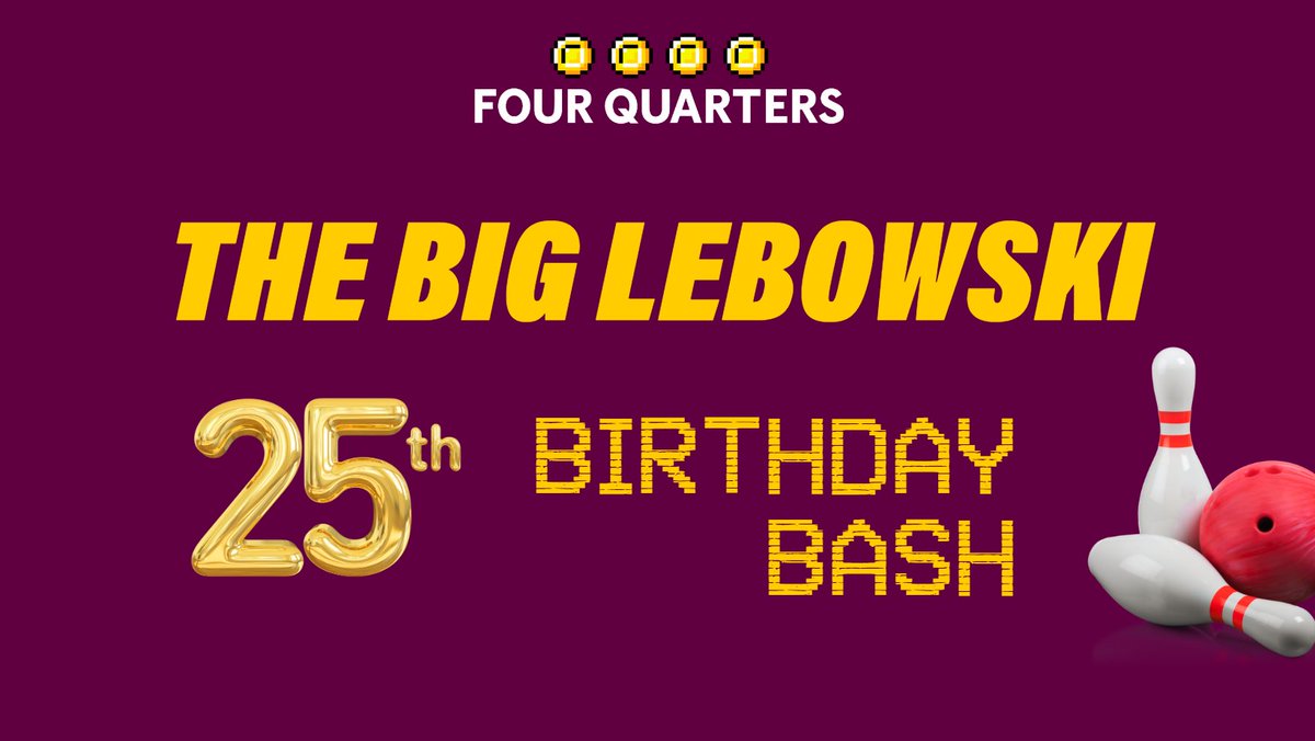 Join us to celebrate the 25th anniversary of The Dude and The Big Lebowski with Wii Bowling, prizes for fancy dress, and White Russians! Across our Hackney, Elephant, Newcastle and Bristol bars 🤩
fourquarters.bar/the-big-lebows…