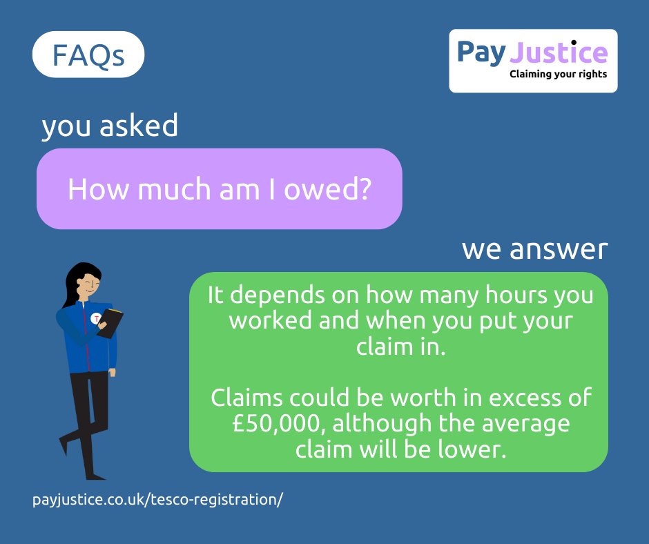 Tesco staff could be owed thousands of pounds, don't miss out on your chance to claim!

If you have any questions, you can email tesco@payjustice.co.uk or call 0161 883 3228

payjustice.co.uk/go/twitter-tes…