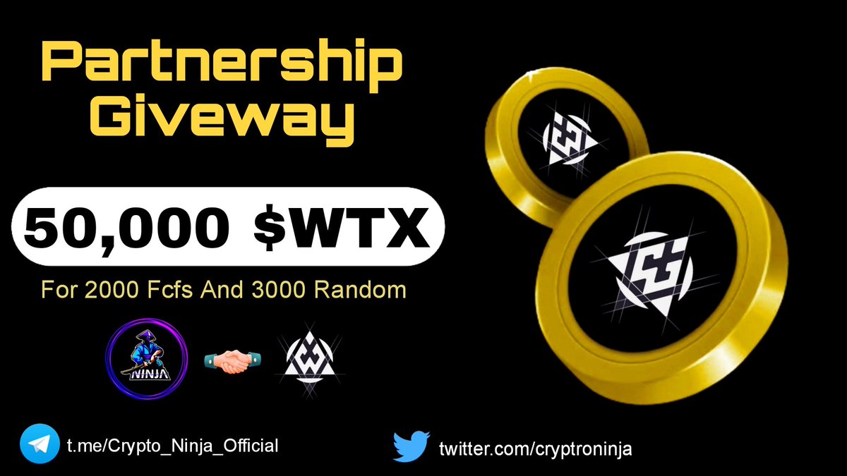 CRYPTO NINJA × WheatX Token

🟢Reward: 5,0000$ worth $WTX
🟢Distribution: 23 March

🔗Giveaway link: forms.gle/CdwD8tNQP8iNBT…

✅Complete all tasks 
✅Submit your BSC address 
✅For 2000 FCFS Participants 
✅For 3000 Random Lucky People

🟢Top 20 referrals will  get 1000$ $WTX ✅