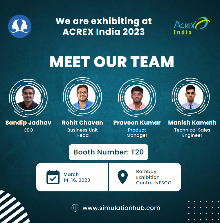 simulation_hub's tweet photo. 📢@simulation_hub will be participating in Acrex India, where we'll be presenting Autonomous HVAC CFD application.

Meet our team consisting of @sandipnjadhav, @_rohitChavan, @Praveen06816, and @ManishSKamath, who will be on hand to help solve all your HVAC problems. https://t.co/MOoSazfRwA