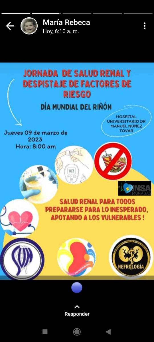 rinconero43's tweet photo. 🗣️ Bajo la coordinación de la jefa de Programas de #InsaMonagas Dra. Ma. Rebeca Gómez, cumpliendo con la política de salud de la Min. @MagaGutierrezV y el Gob. @ErnestoLunaPsuv Hoy en el Día Mundial del Riñón, asiste a la Jornada de Despistaje de Factores de Riesgo. 
#oriele https://t.co/jVNHK4OhEM