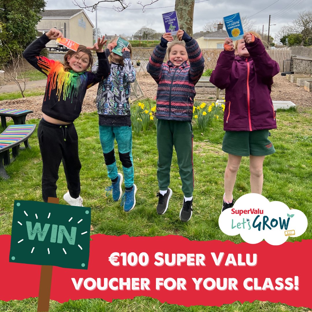 🏆 Win a €100 SuperValu voucher for your class! 🏆 <a href="/SuperValuIRL/">SuperValu Ireland</a> have given us a whopping €100 voucher to gift our STAR GROWERS every fortnight during the #SuperValuLetsGROW campaign! Our first class will be picked next week, so it's time to get growing &amp; tagging...good luck!
