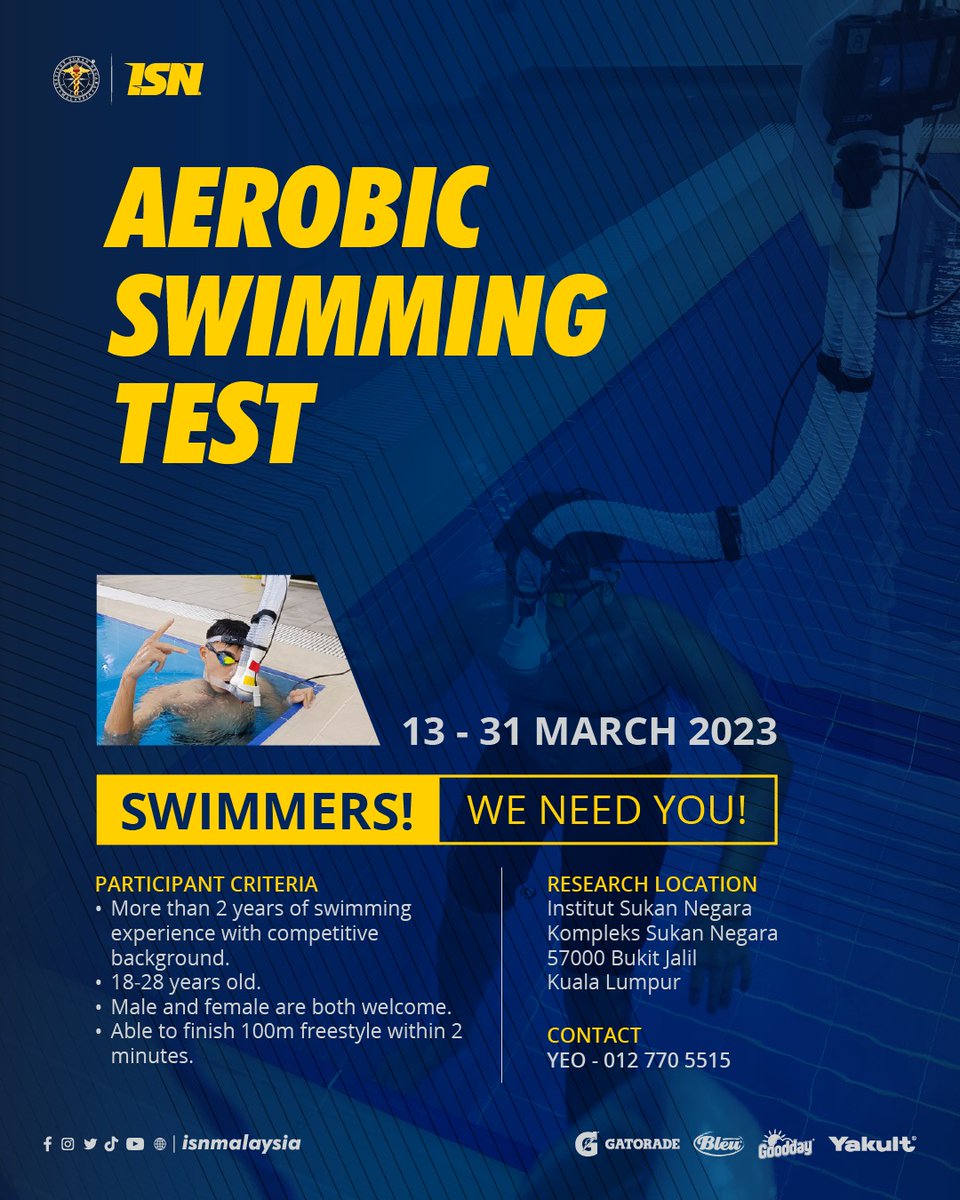 isnmalaysia's tweet photo. Swimmers! We need you! 🏊‍♂️

To continuously improve in swimming, it’s important to routinely measure your performance in training. Test sets are a fantastic way to track your progress because after all, what gets measured, gets improved!

Come and find out your aerobic capacity! https://t.co/JOfCSJwLKu