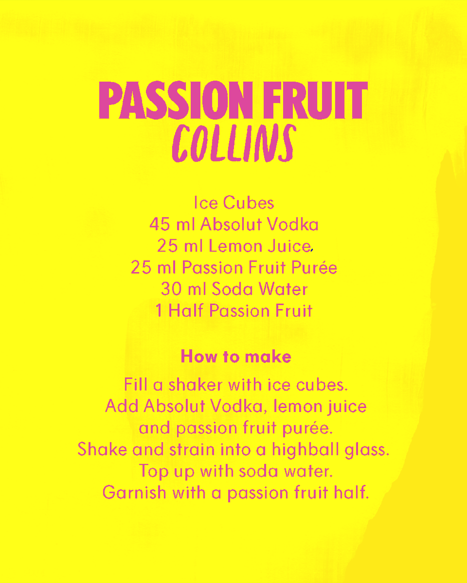 absolutvodka's tweet photo. Absolut 🤝 passion fruit. name a better duo, we’ll wait #absolutdrinks #borntomix https://t.co/9zSX5fqmOm