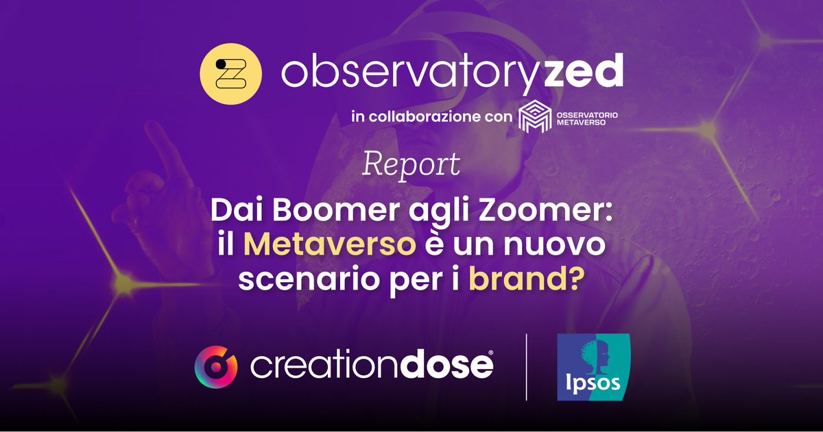 📌<a href="/ObservatoryZed/">ObservatoryZed</a> , l’Osservatorio sulla #GenZ di cui siamo Partner, ha lanciato il suo nuovo Report che comprende un'analisi relativa a interessi, percezioni e temi del #Metaverso secondo la prospettiva delle generazioni X, Y e Z.
Scaricalo su observatoryzed.com/it!